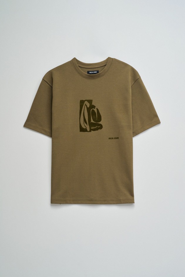 T-SHIRT MET FLUWELEN PRINT
