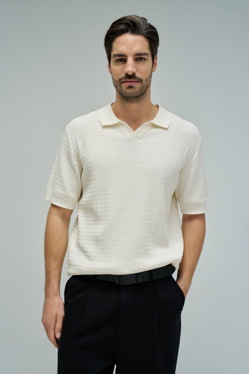 KNITTED MESH POLO