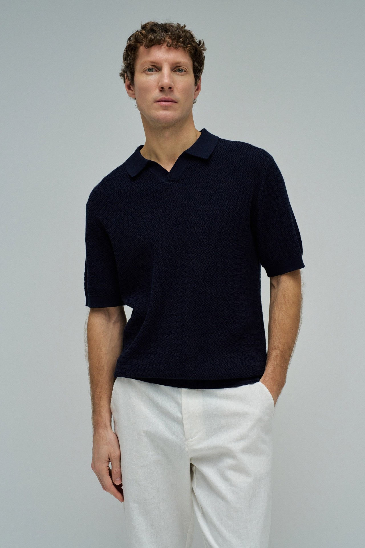 KNITTED MESH POLO