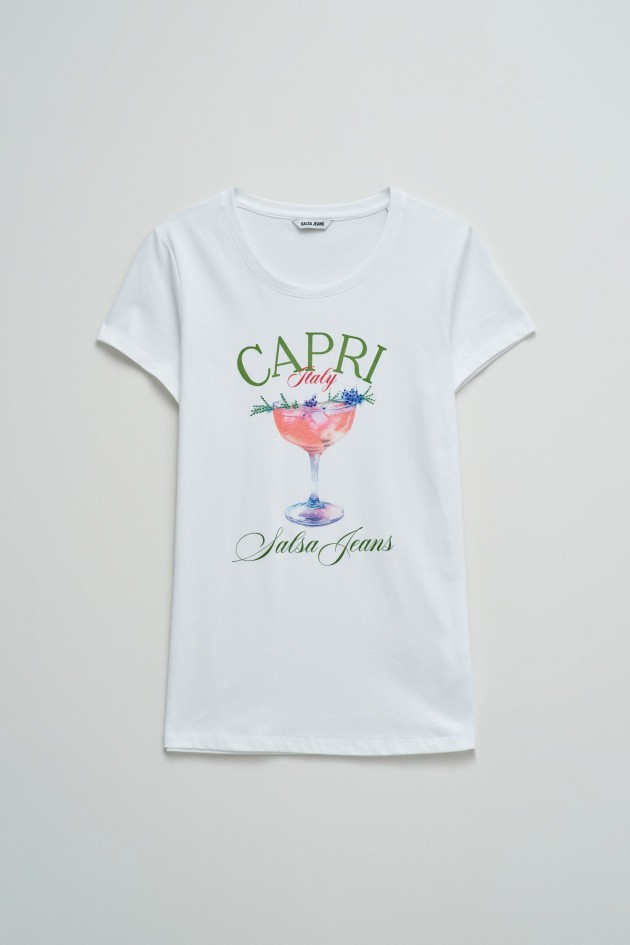 T-SHIRT WITH PRINT AND BRANDING