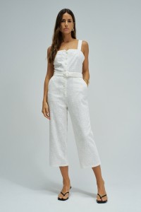 EMBROIDERED JUMPSUIT WITH LINEN