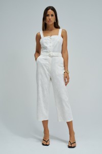 EMBROIDERED JUMPSUIT WITH LINEN