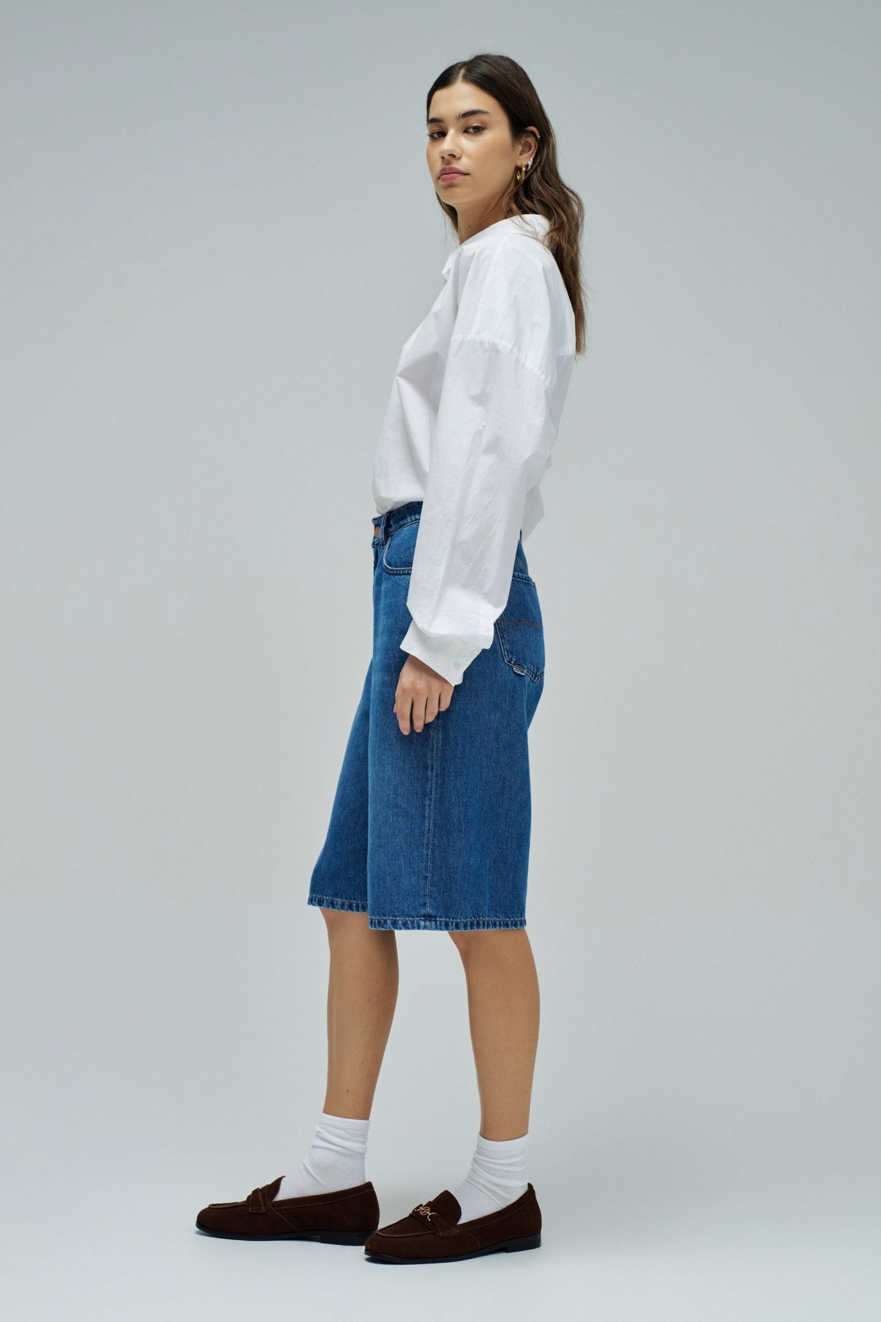 DENIM LONG SHORTS