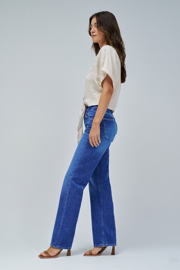 LIGHTDENIM BLUSE MIT SCHLEIFE AM SAUM