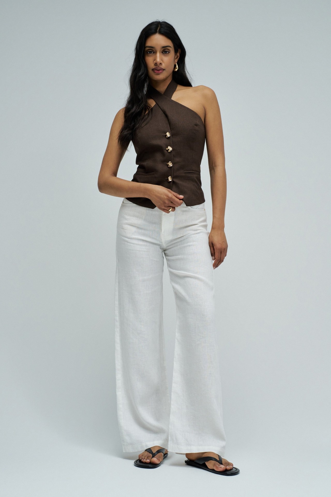 PANTALONS EN LIN AVEC JAMBE WIDE