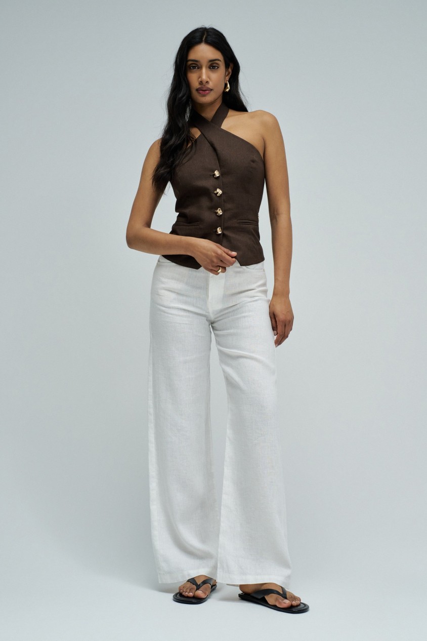PANTALONS EN LIN AVEC JAMBE WIDE