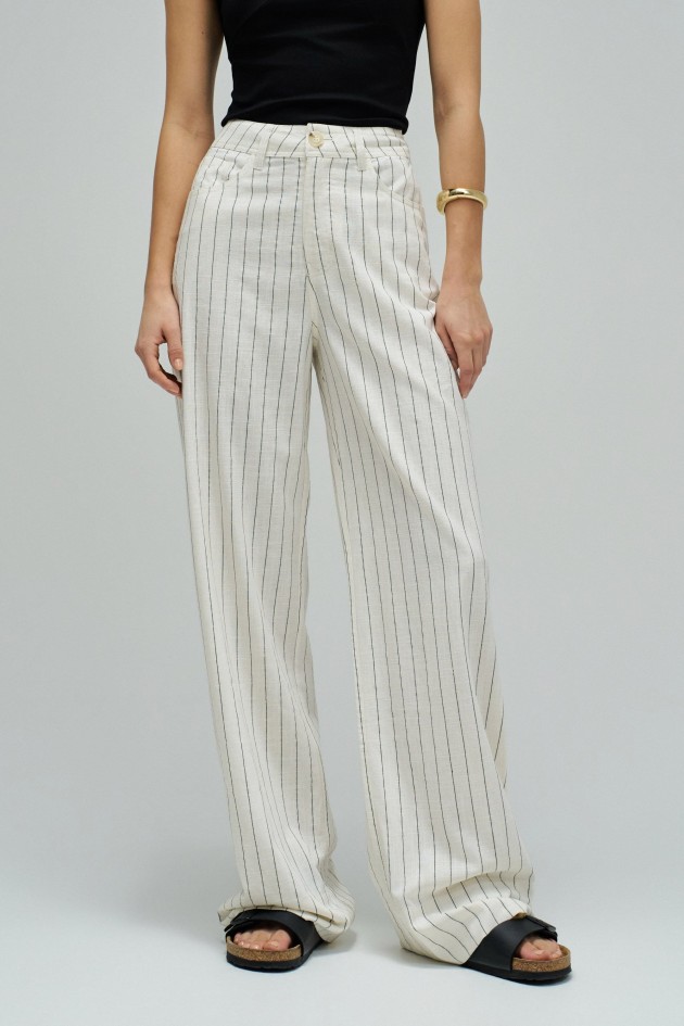 WIDE LEG TROUSERS WITH LINEN