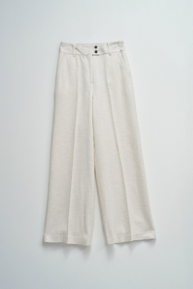 WIDE CHINO TROUSERS WITH LINEN