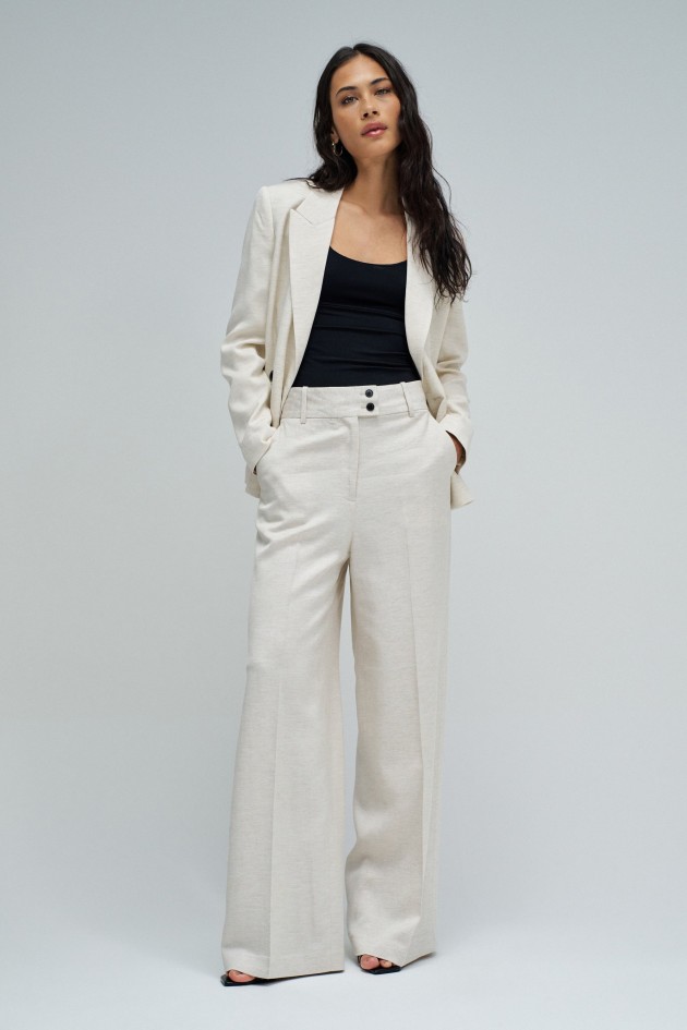 WIDE CHINO TROUSERS WITH LINEN