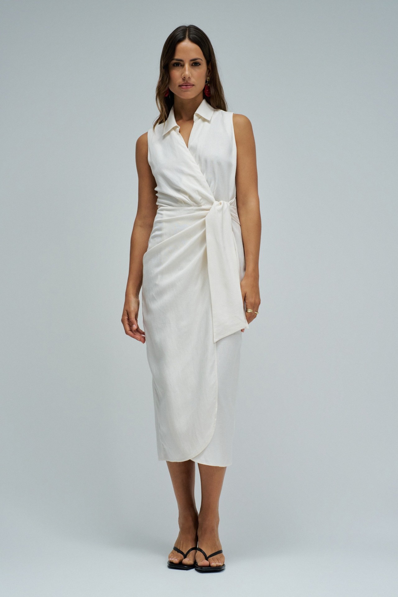 MIDI DRESS WITH LINEN