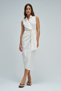 MIDI DRESS WITH LINEN