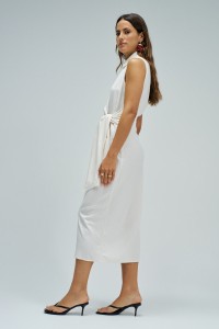 MIDI DRESS WITH LINEN