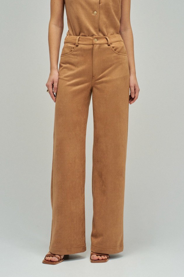 WIDE LEG JEANS SUEDE EFFECT