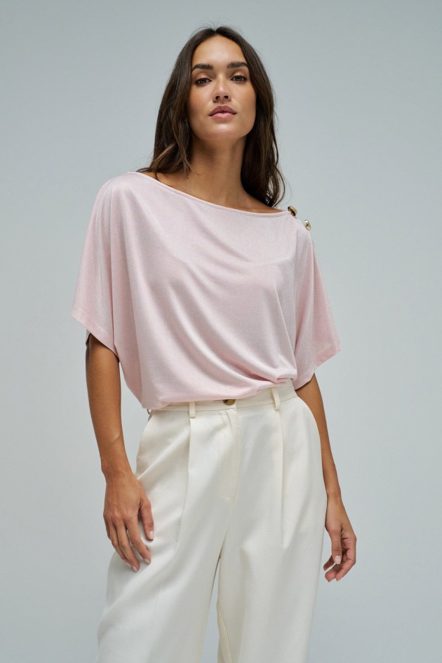 T-SHIRT ASYMMETRISCHE MET GLANS