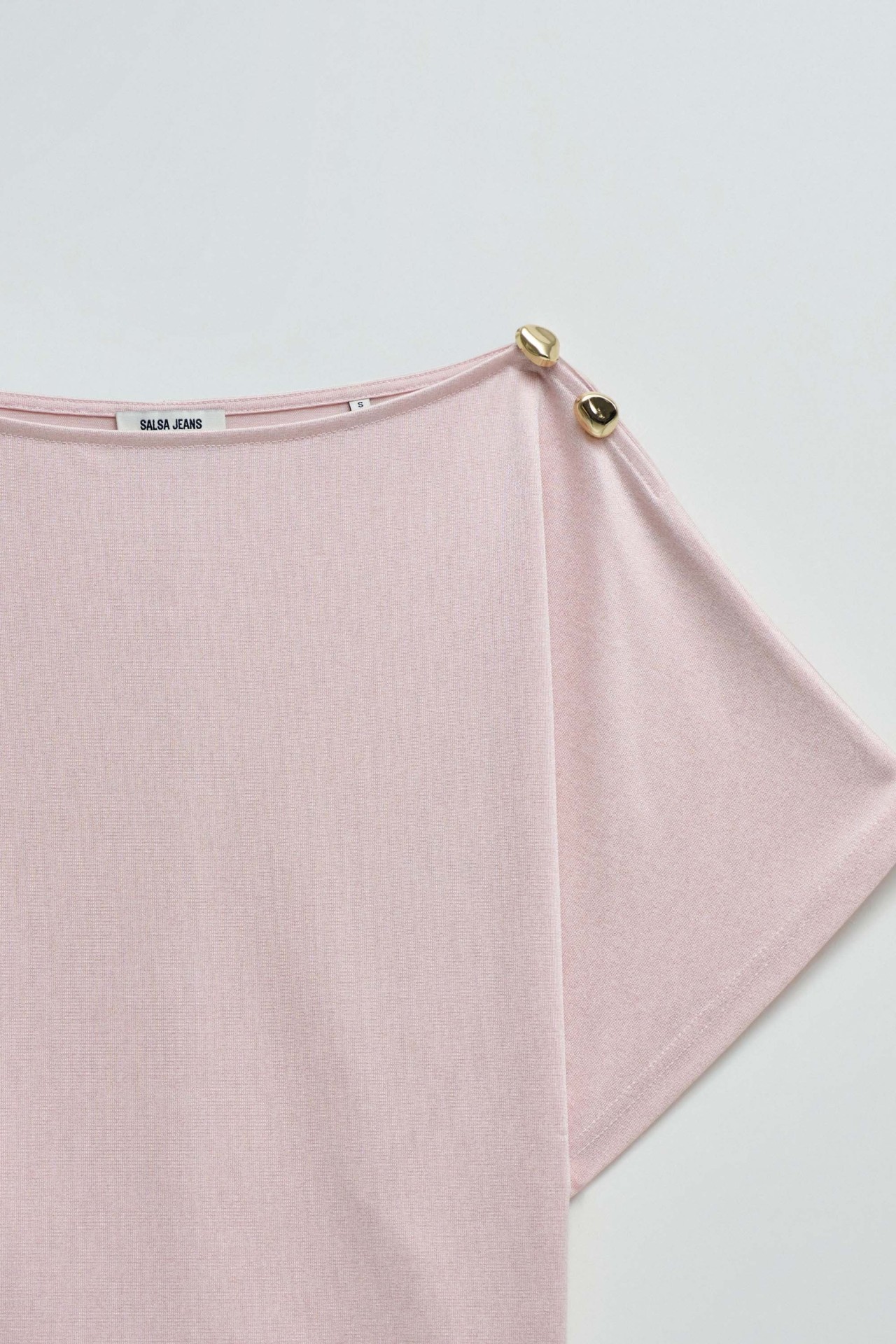 T-SHIRT ASYMMETRISCHE MET GLANS