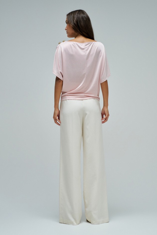 T-SHIRT ASYMMETRISCHE MET GLANS