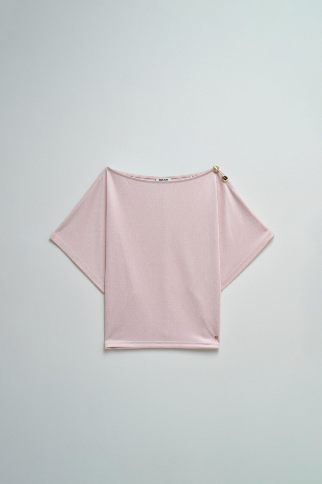 T-SHIRT ASYMMETRISCHE MET GLANS