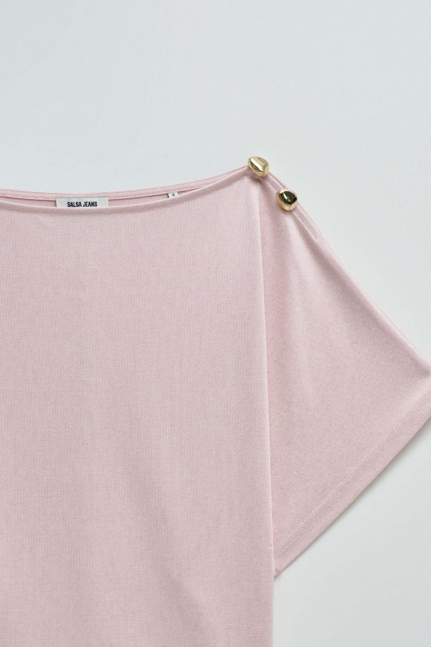 T-SHIRT ASYMMETRISCHE MET GLANS