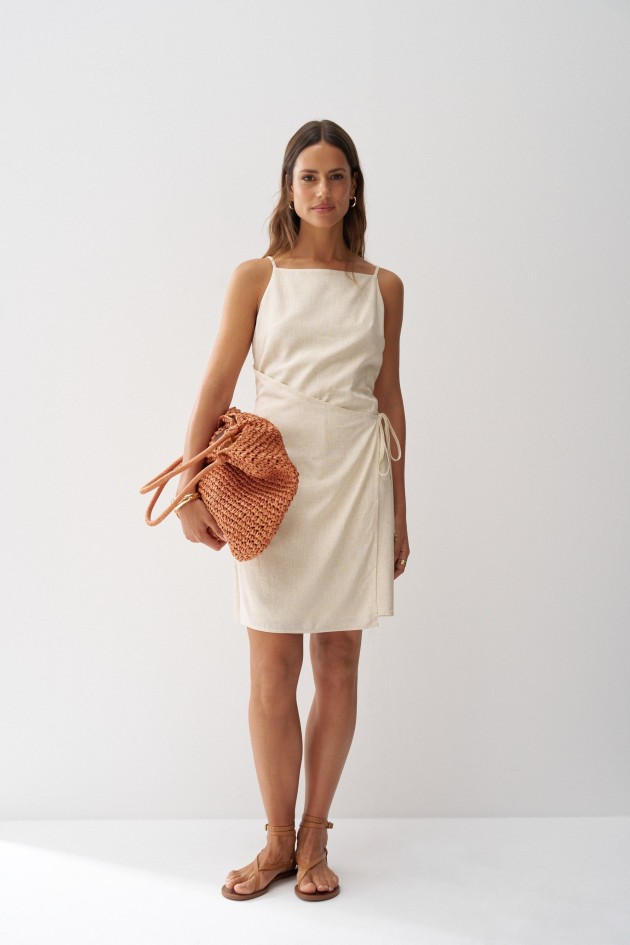 SHORT DRESS WITH LINEN