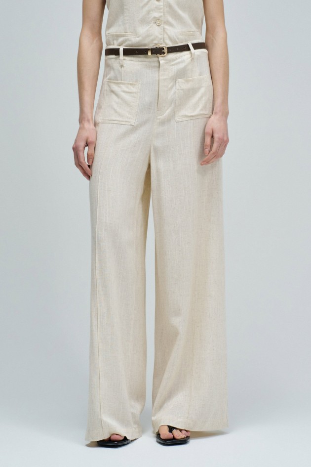 WIDE LEG TROUSERS WITH LINEN