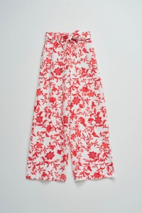 BROEK MET BLOEMENPATROON EN WIJDE PIJPEN
