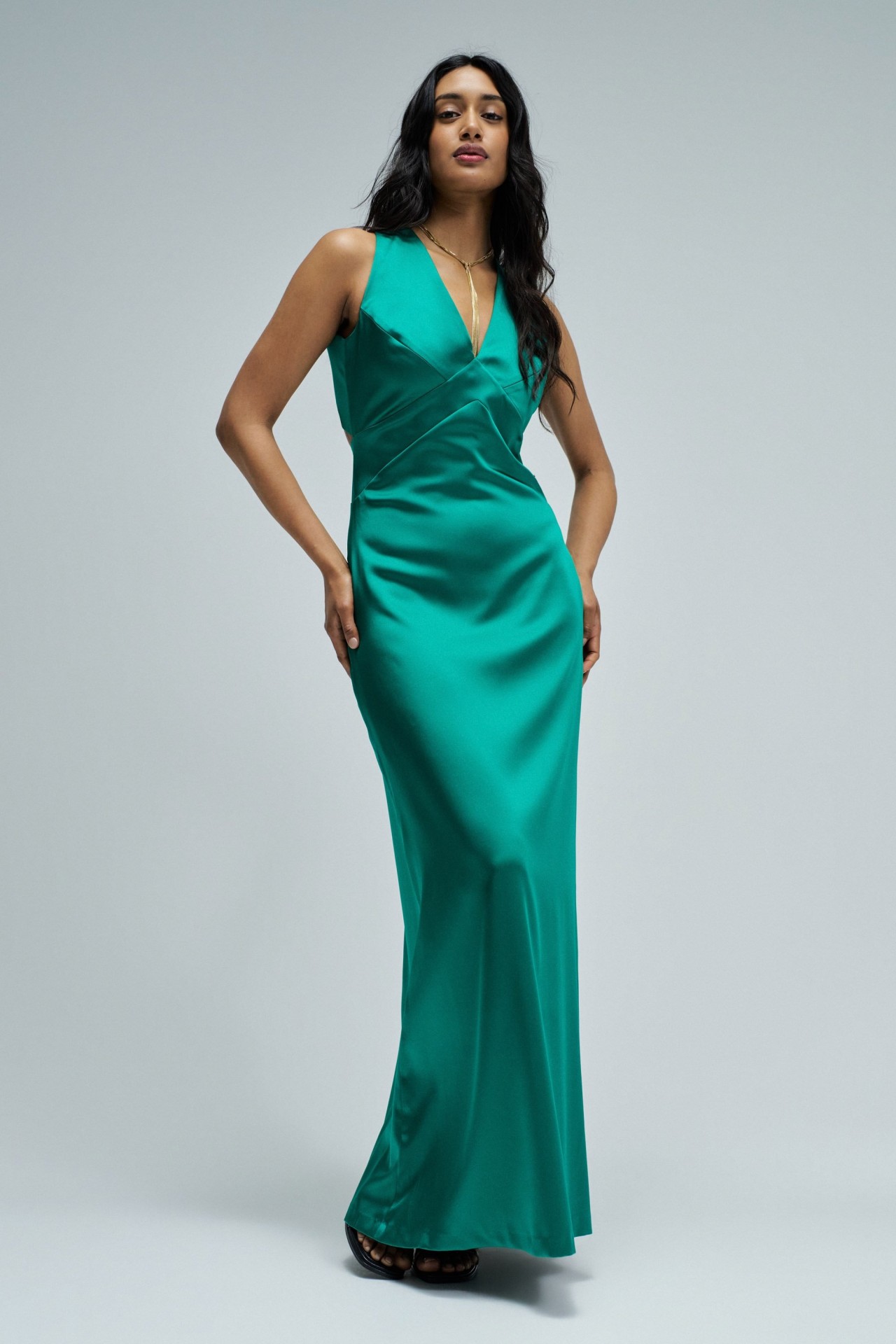SATIN LONG DRESS