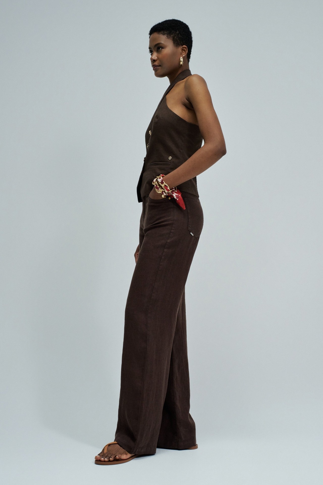 PANTALONS EN LIN AVEC JAMBE WIDE