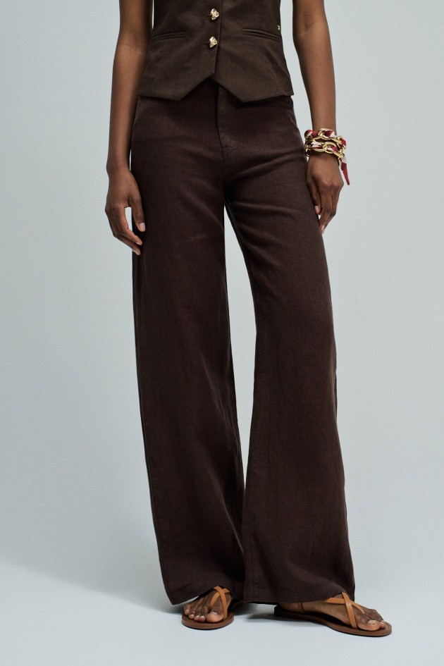 LINNEN BROEK MET WIDE PANTBEEN