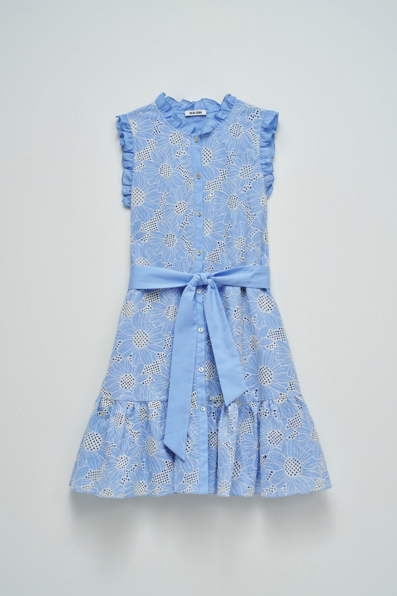 SHIRT DRESS WITH ENGLISH EMBROIDERY