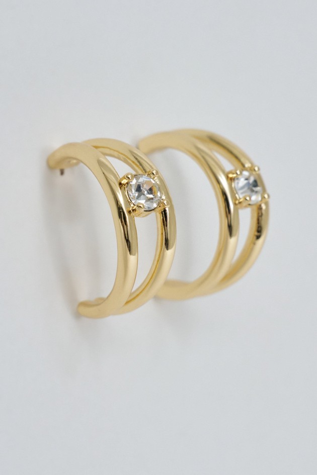 DOUBLE HOOP EARRINGS WITH SHINY STONE