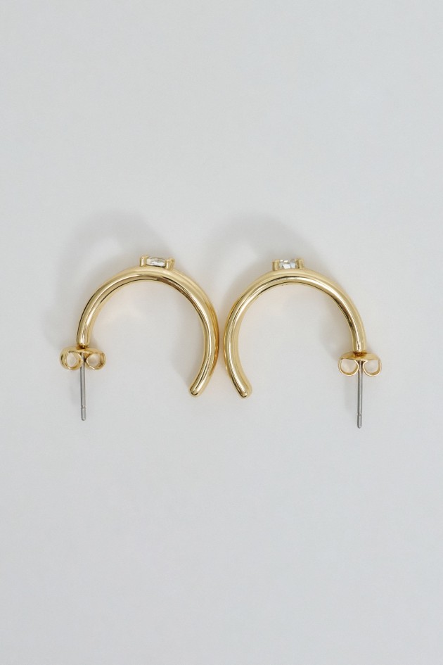 DOUBLE HOOP EARRINGS WITH SHINY STONE