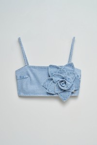 TOP IN DENIM MET FLORELE APPLIQUE