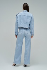 DENIM JACKET WITH FLORAL APPLIQUE