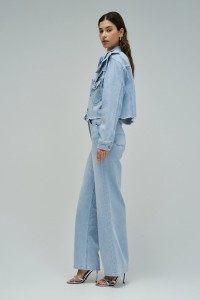 DENIM JACKET WITH FLORAL APPLIQUE