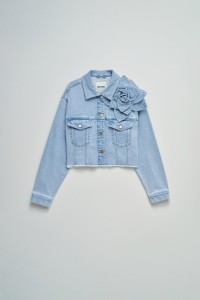 DENIM JACKET WITH FLORAL APPLIQUE
