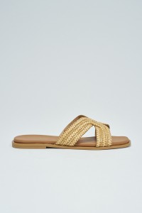PLATTE RAFFIA SANDALEN