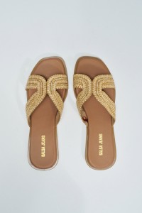 PLATTE RAFFIA SANDALEN