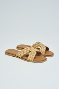 PLATTE RAFFIA SANDALEN