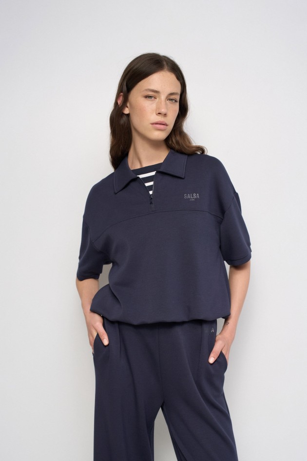 BLOUSON-EFFECT POLO SHIRT