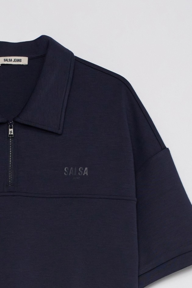 BLOUSON-EFFECT POLO SHIRT