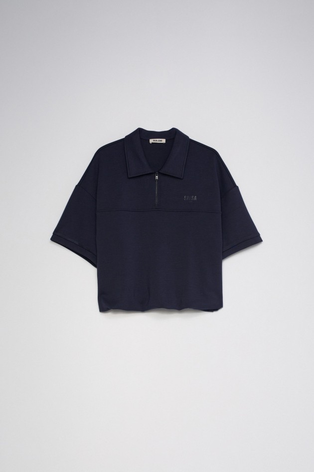 BLOUSON-EFFECT POLO SHIRT