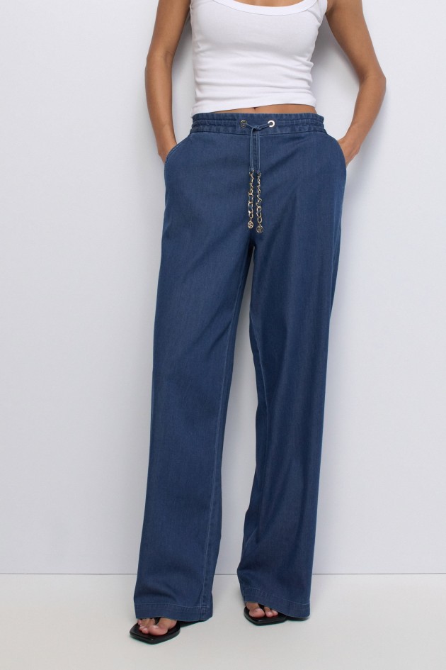 PANTALON JOGGER EN LIGHTDENIM À JAMBE WIDE