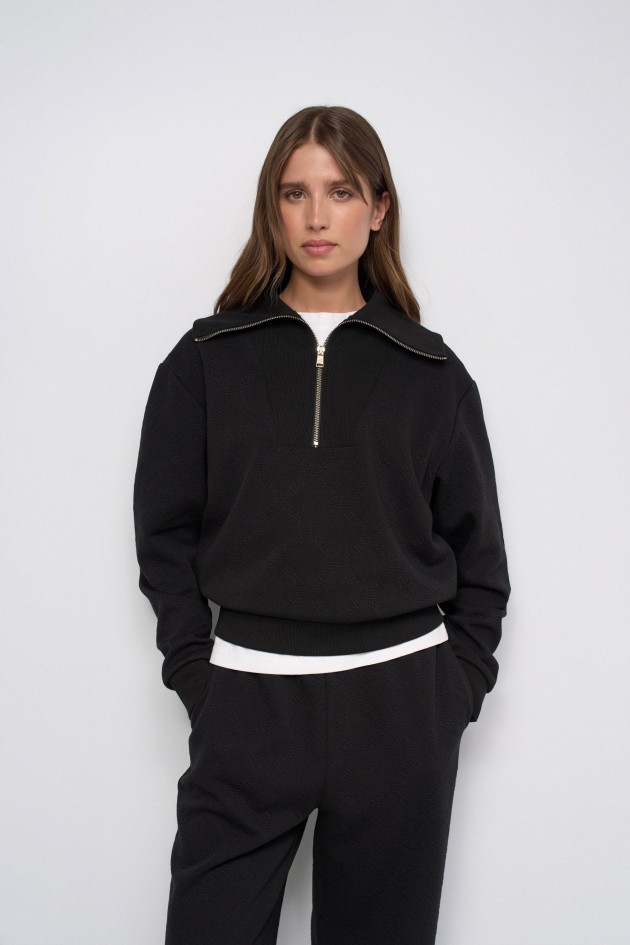 SUDADERA CON JACQUARD Y CREMALLERA