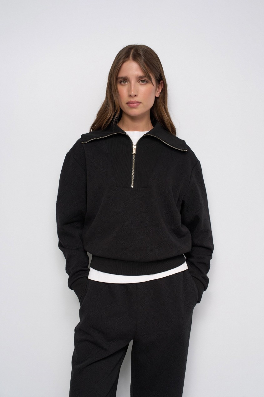 SUDADERA CON JACQUARD Y CREMALLERA