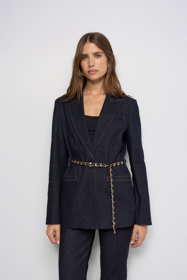 BELTED DENIM BLAZER