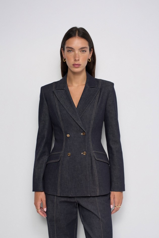 GESTRUCTUREERDE BLAZER IN RAW DENIM