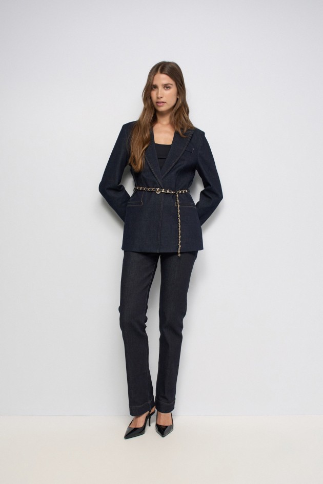 BLAZER EN DENIM CEINTURÉ