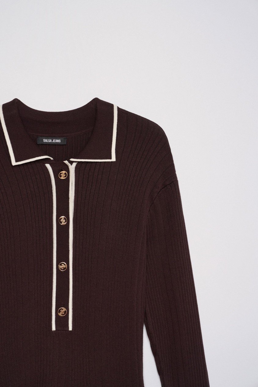 VESTIDO DE MALHA CURTO ESTILO POLO