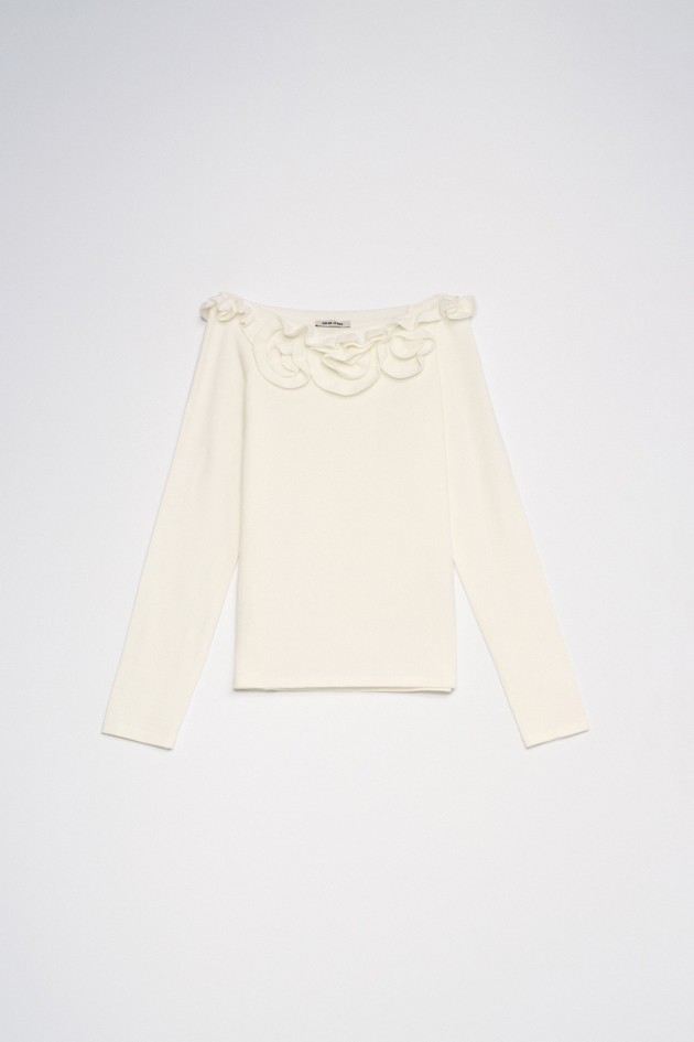 SWEATER WITH 3D FLORAL APPLIQUÉS