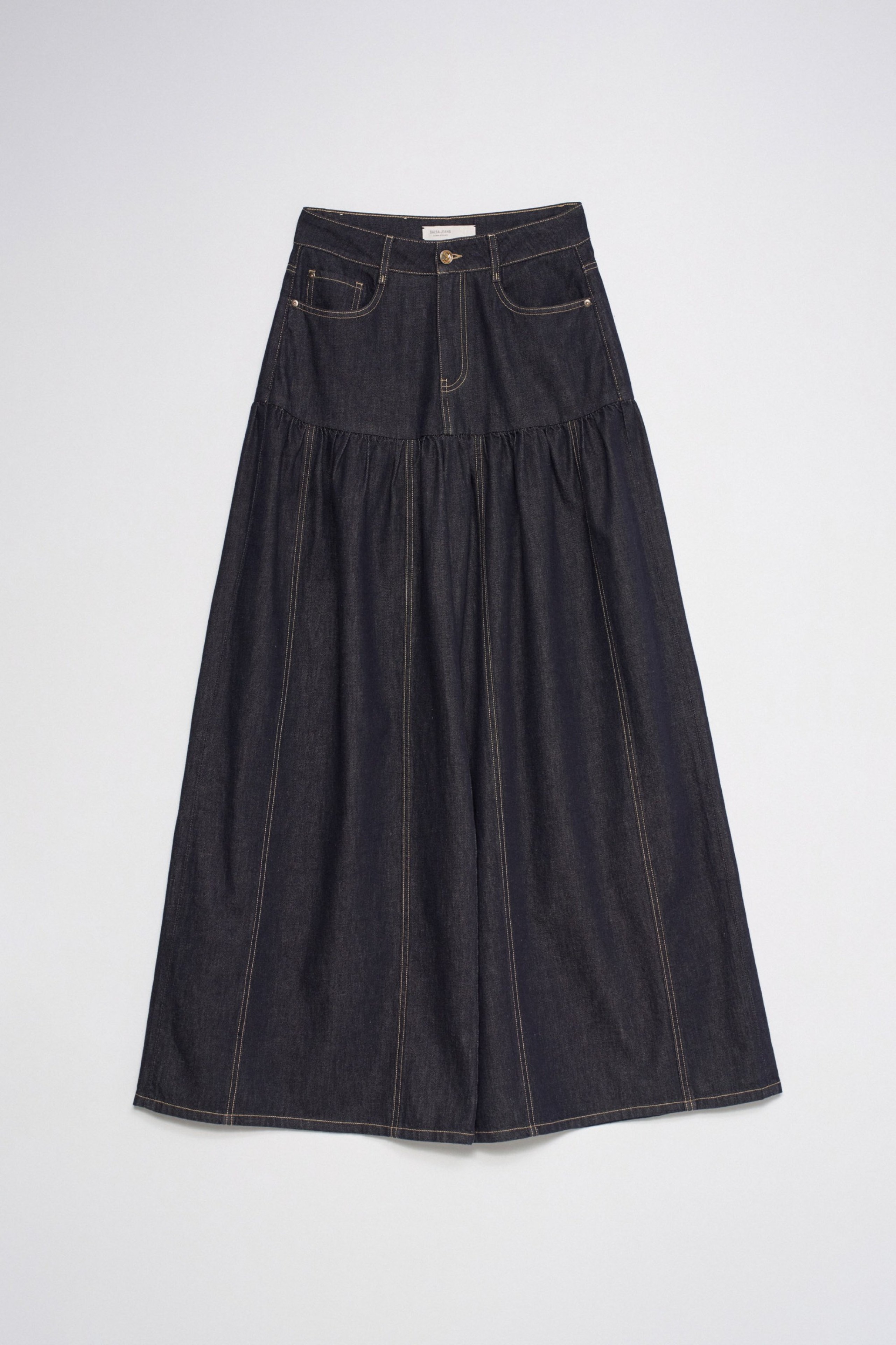 SUPER WIDE LEG JEANS MIT ROCK-EFFEKT DENIM ATELIER